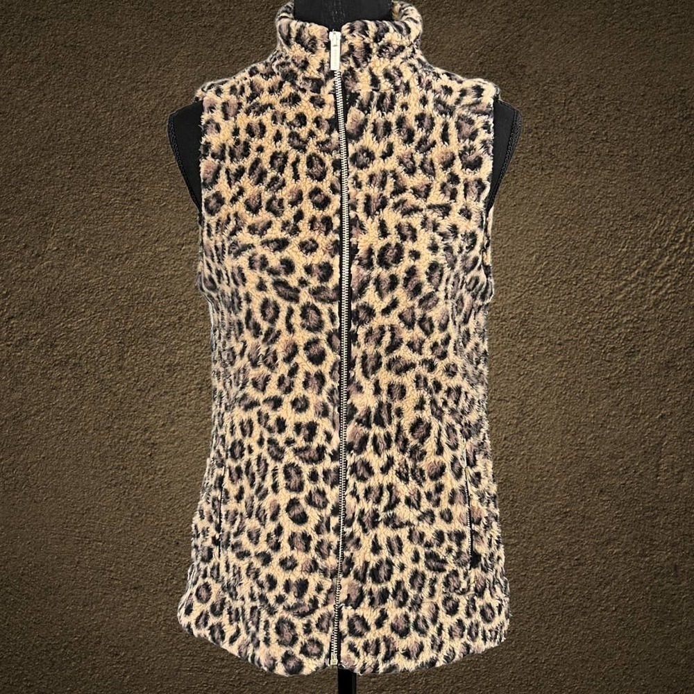 Calvin Klein leopard print faux fur vest XS